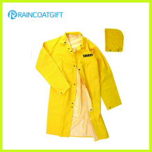 PVC Polyester Safety Men′s Long Raincoat Rvc-055A